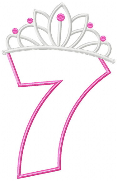 Matriz de Bordado Número 7 com Tiara Aplique
