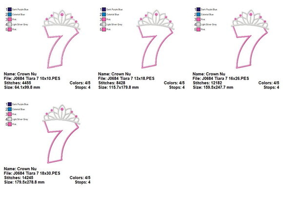 Matriz de Bordado Número 7 com Tiara Aplique