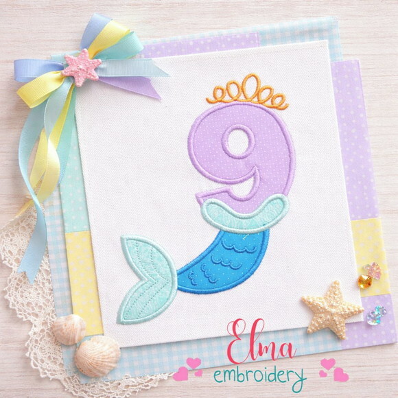 Matriz de Bordado Número 9 Sereia Aplique