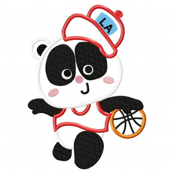 Matriz de Bordado Panda Jogando Basquete Aplique