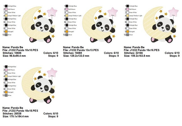 Matriz de Bordado Panda na Lua Ponto Sketch
