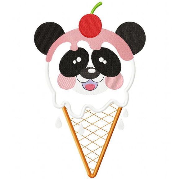 Matriz de Bordado Panda Sorvete Aplique