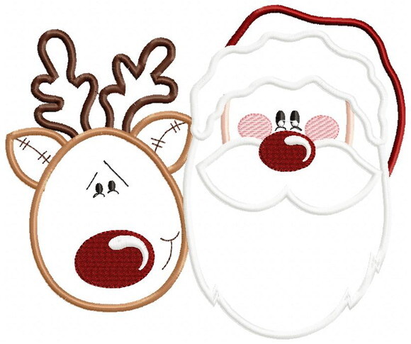 Matriz de Bordado Papai Noel e Rena Aplique