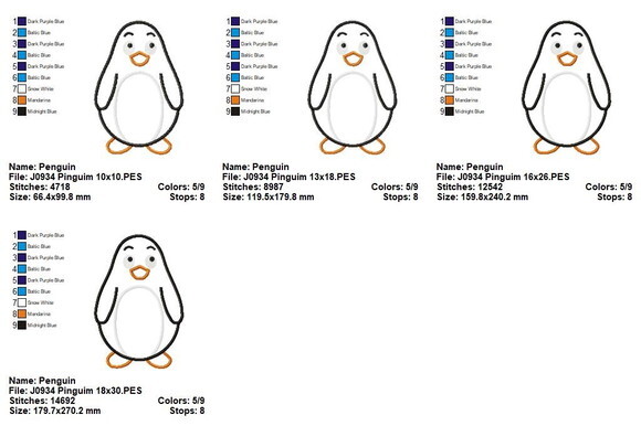 Matriz de Bordado Pinguim Aplique