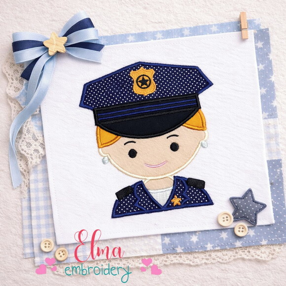 Matriz de Bordado Policial Menina Aplique