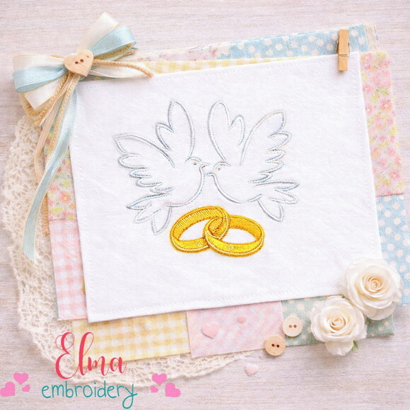 Matriz de Bordado Pombinhas Casamento Ponto Satim