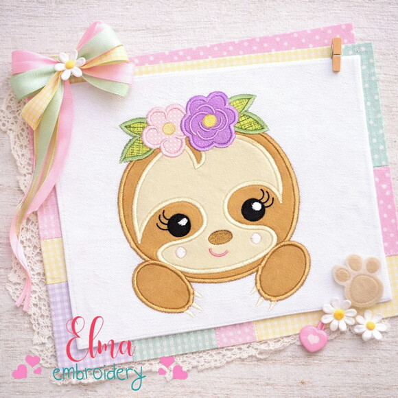 Matriz de Bordado Preguiçosa Baby com Flores