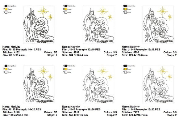 Matriz de Bordado Presépio Natalino Ponto Redwork
