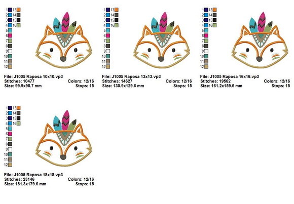 Matriz de Bordado Raposa Tribal Aplique