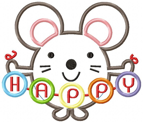 Matriz de Bordado Ratinho Happy Aplique