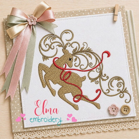 Matriz de Bordado Rena Decorativa Natalina