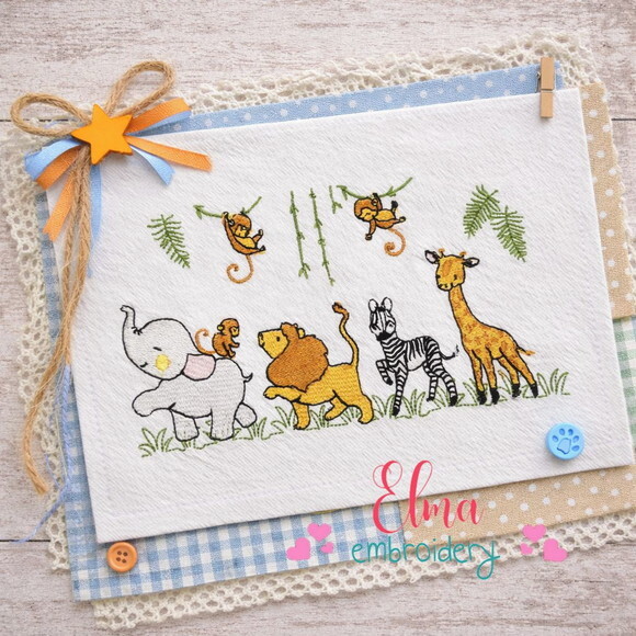 Matriz de Bordado Safari Baby Bichinhos Ponto Cheio