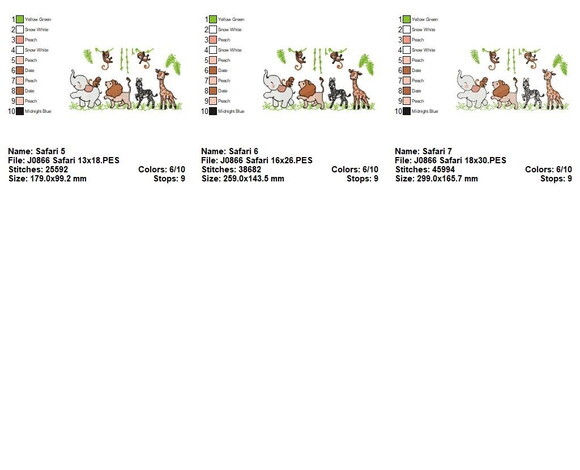 Matriz de Bordado Safari Baby Bichinhos Ponto Cheio