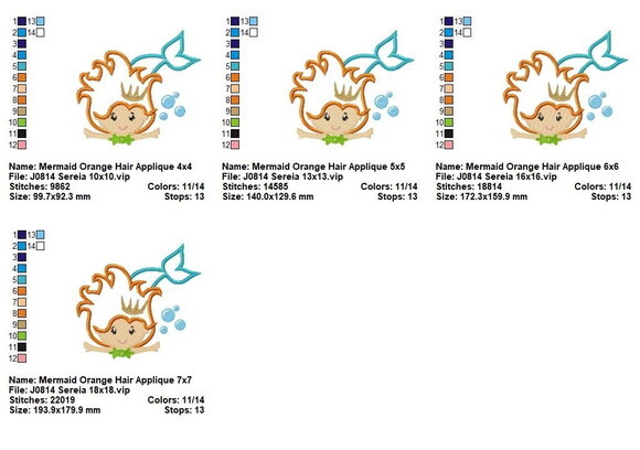 Matriz de Bordado Sereia Aplique e Ponto Cheio