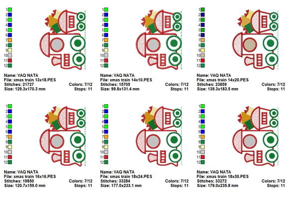 Matriz de Bordado Trem de Natal com Presentes Aplique