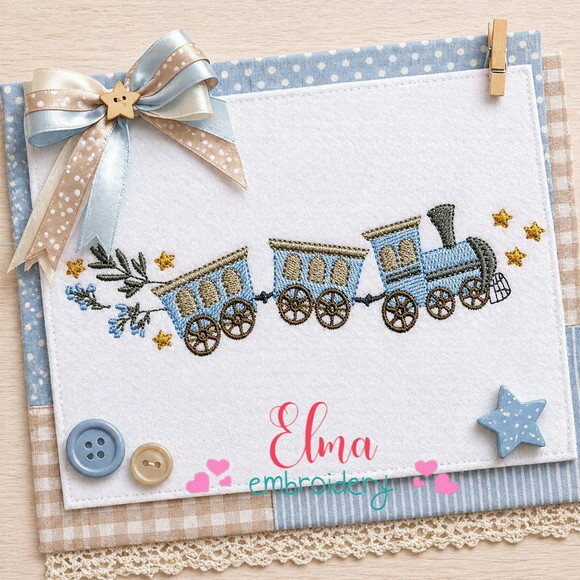 Matriz de Bordado Trem Infantil Decorativo Ponto Cheio