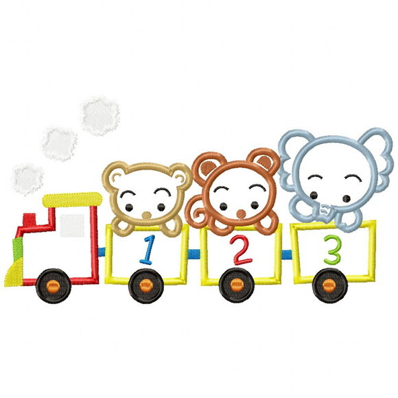 Matriz de Bordado Trem Safari Animais Aplique