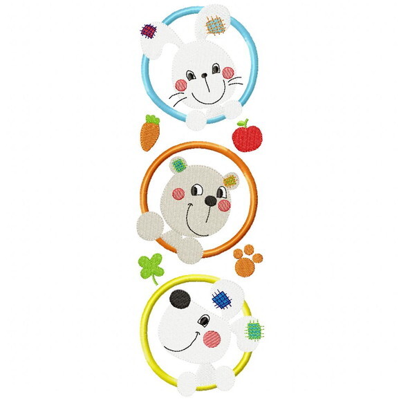 Matriz de Bordado Trio Animais Aplique