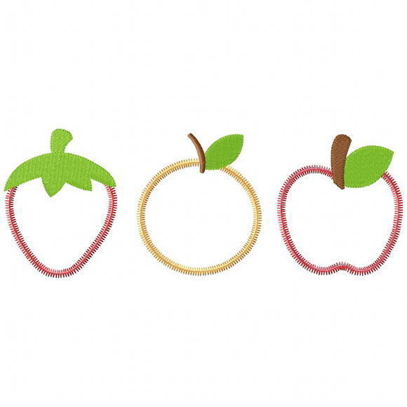 Matriz de Bordado Trio de Frutinhas Clássicas Zigzag