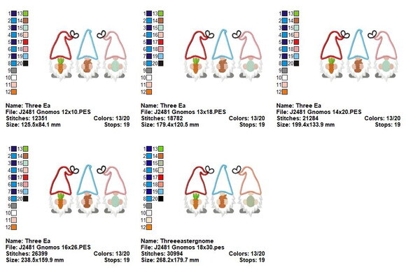 Matriz de Bordado Trio de Gnomos de Páscoa Aplique