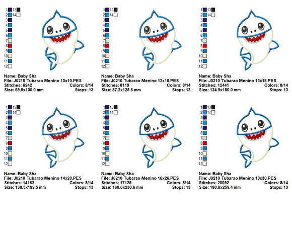 Matriz de Bordado Tubarãozinho Fofo Baby Aplique