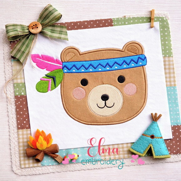 Matriz de Bordado Ursinho Urso Boho Aplique