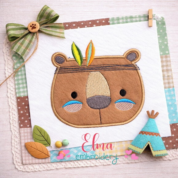 Matriz de Bordado Urso Tribal Aplique