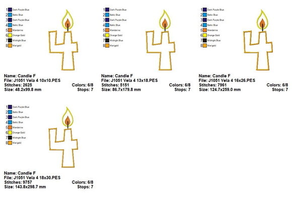 Matriz de Bordado Vela Número 4 Aplique