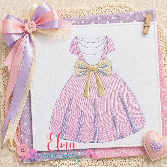 Matriz de Bordado Vestido Infantil com Laço Sketch