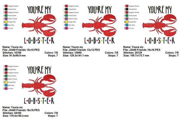 Matriz de Bordado You're My Lobster Friends