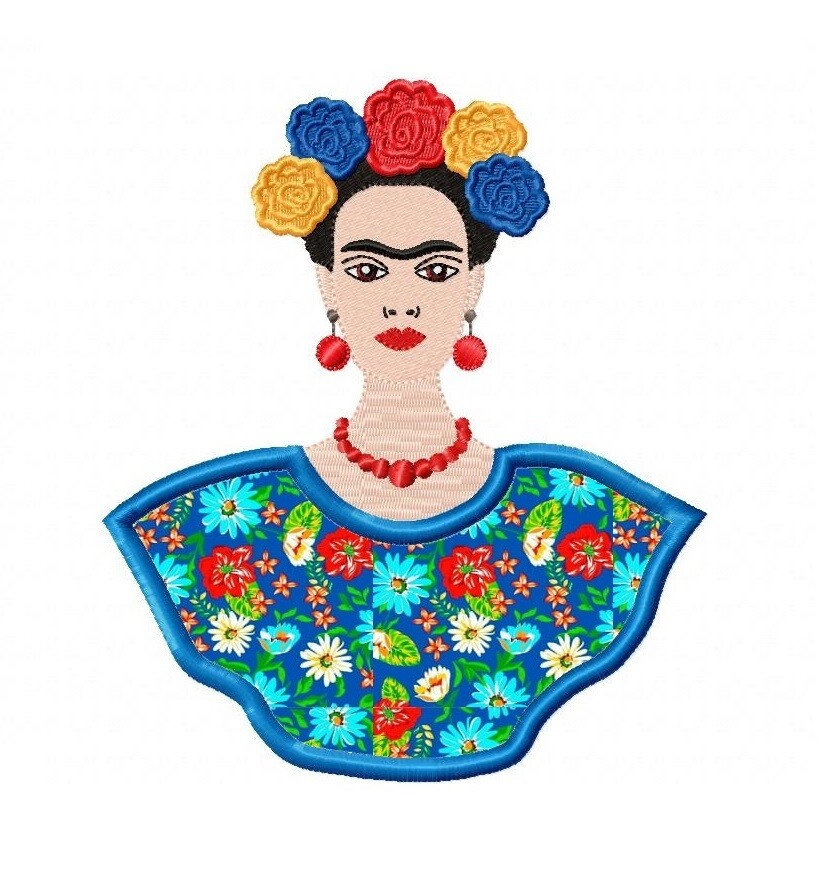 Matriz de Bordado Frida Kahlo Mexicana Aplique