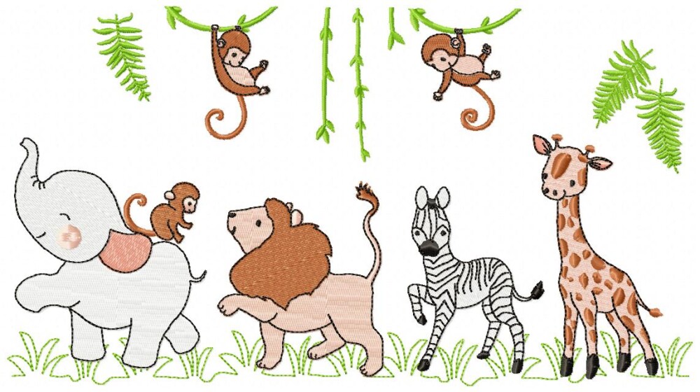 Matriz de Bordado Safari Baby Bichinhos Ponto Cheio