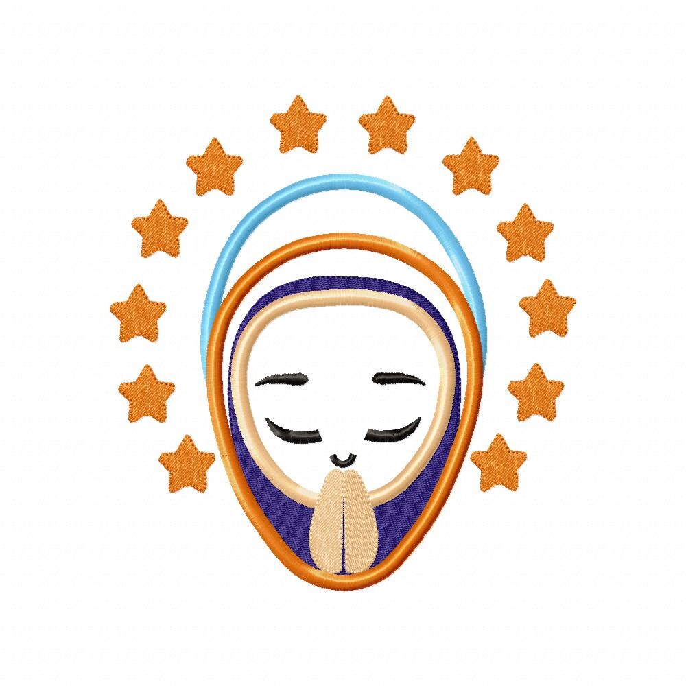 Matriz de Bordado Nossa Senhora Virgem Maria Religiosa Aplique
