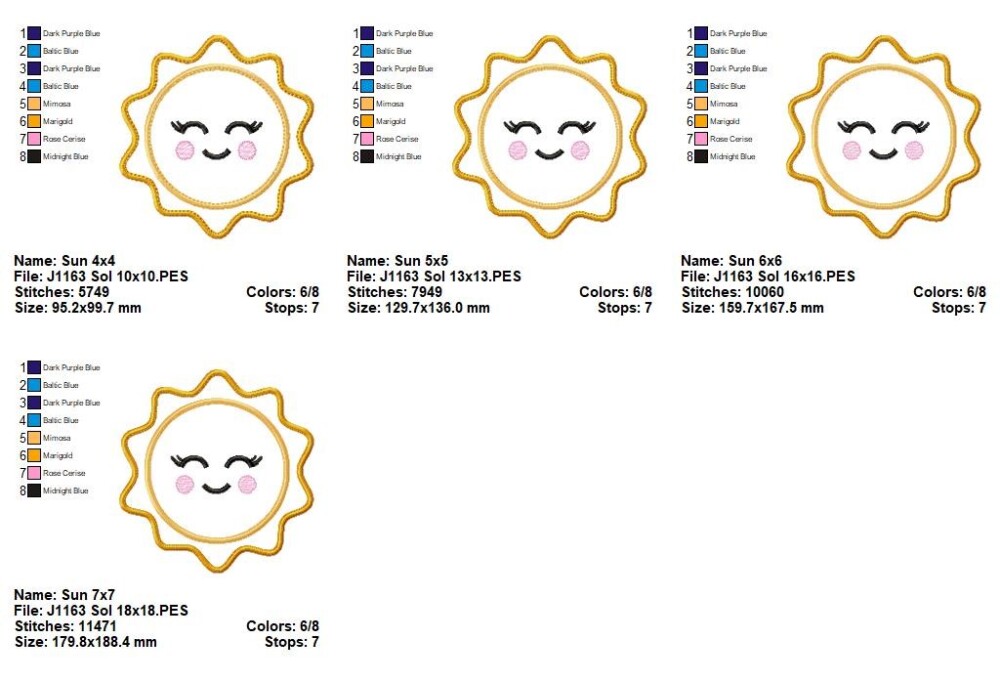 Matriz de Bordado Sol Sorridente Aplique