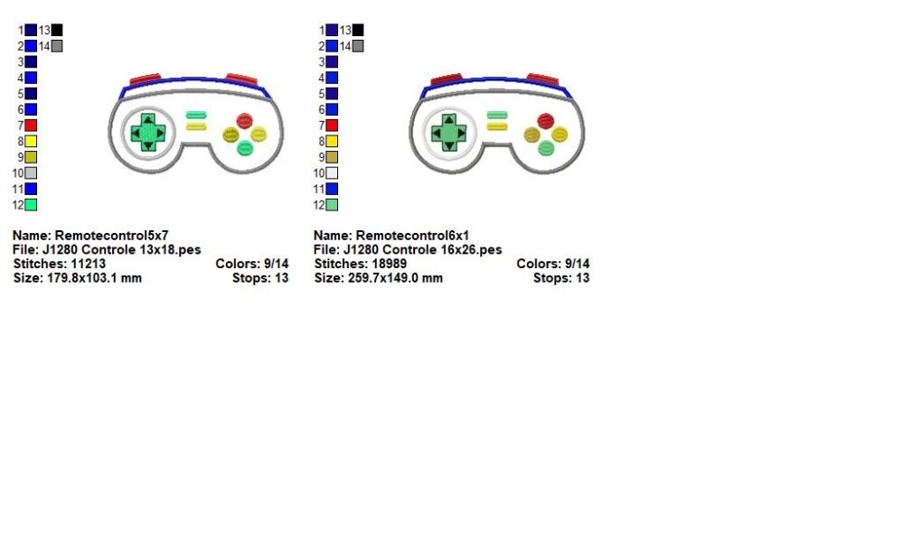 Matriz de Bordado Controle de Videogame Aplique