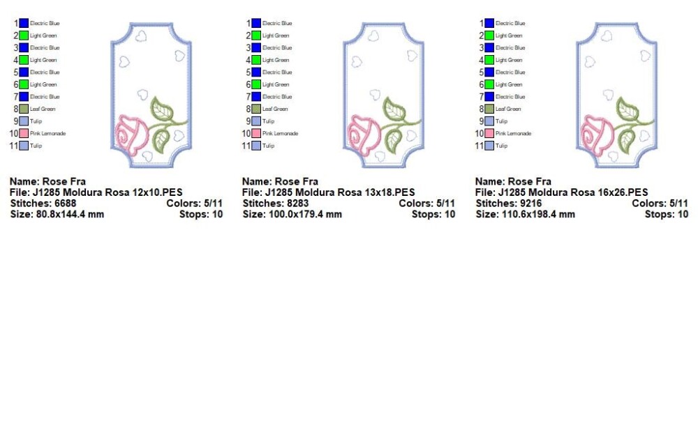 Matriz de Bordado Moldura Rosa Corações Aplique
