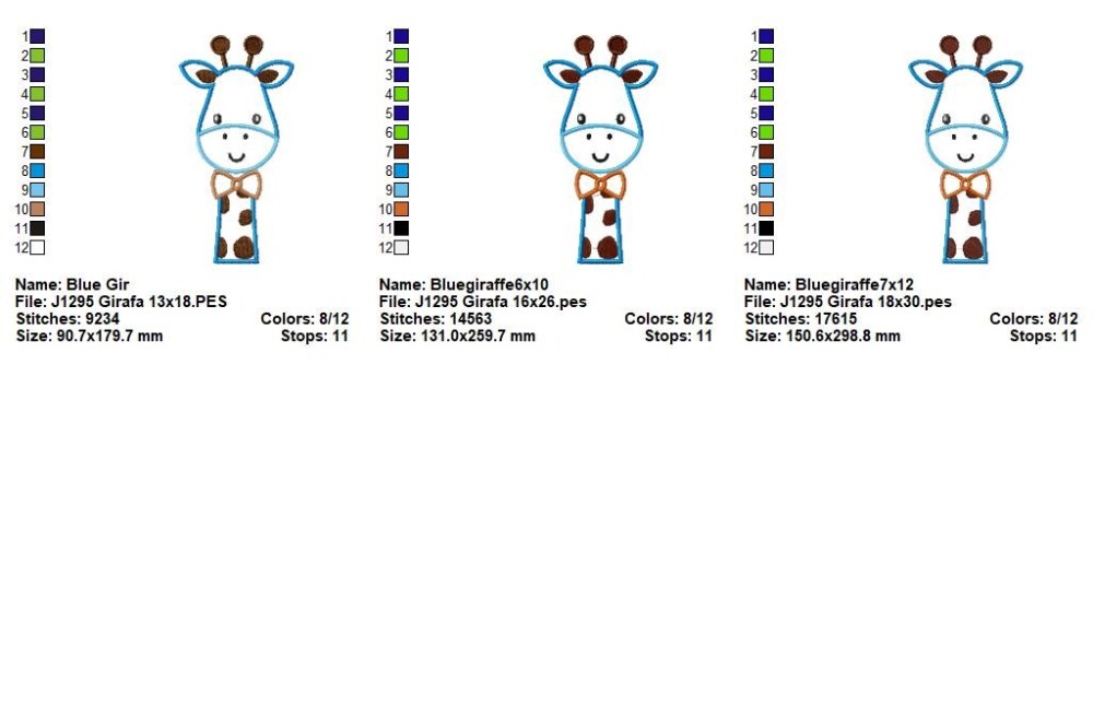 Matriz de Bordado Girafa Fofinha com Laço Aplique