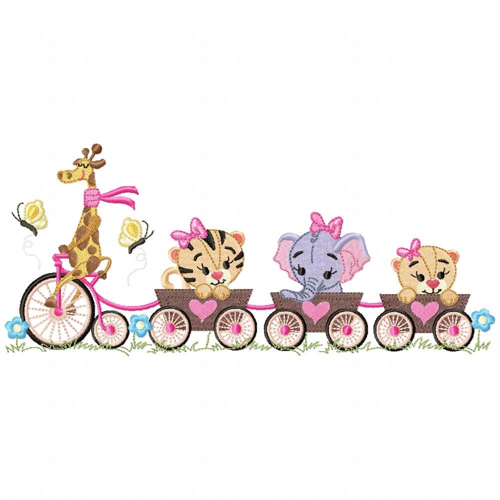 Matriz de Bordado Coleção Safari Baby Trem dos Animais Ponto Ch