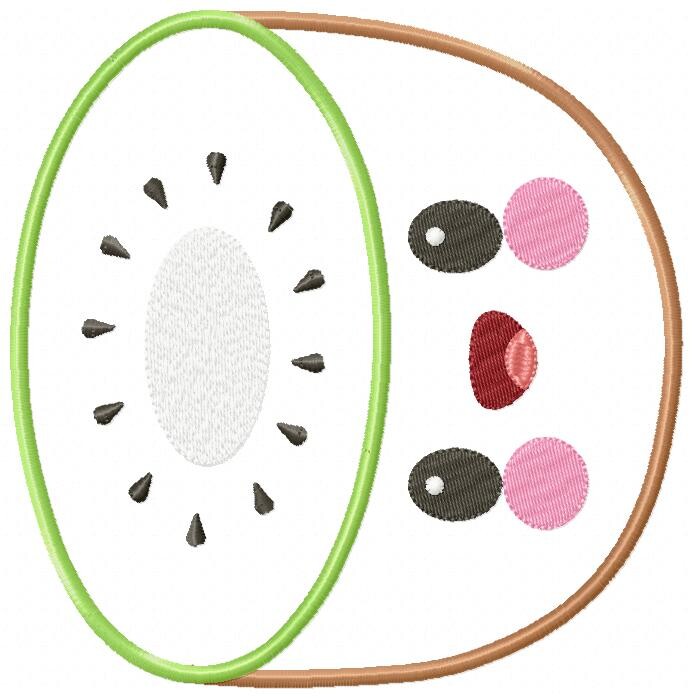 Matriz de Bordado Kiwi Kawaii Aplique