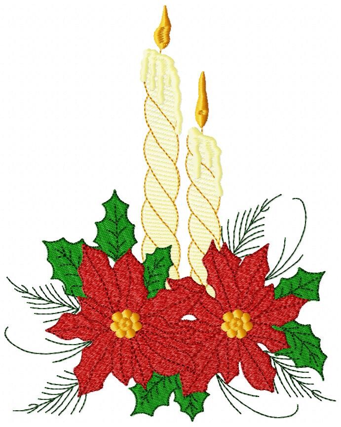 Matriz de Bordado Vela Natalina Elegante Ponto Sketch