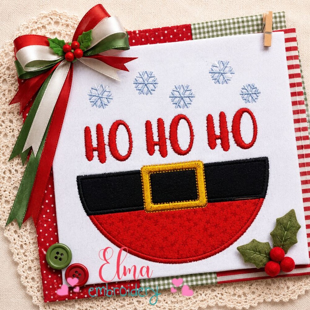 Matriz de Bordado Cinto de Papai Noel Ho Ho Ho Aplique