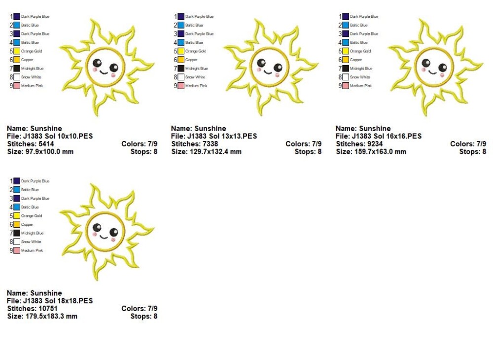 Matriz de Bordado Sol Sorridente Aplique