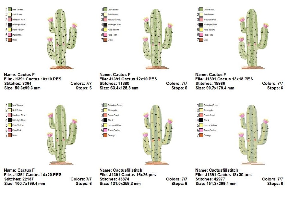 Matriz de Bordado Cacto Fofo com Flores Ponto Cheio
