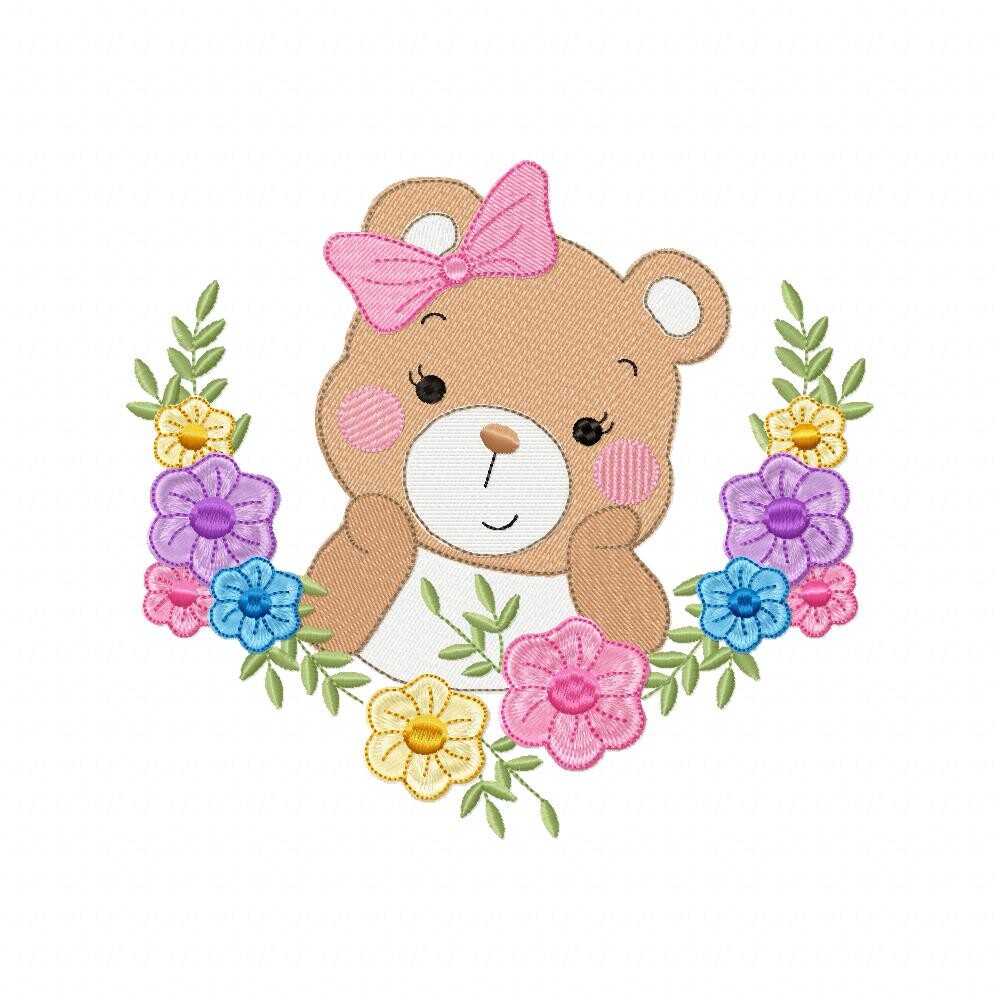 Matriz de Bordado Coleção Animais Bosque Encantado Floral Ponto