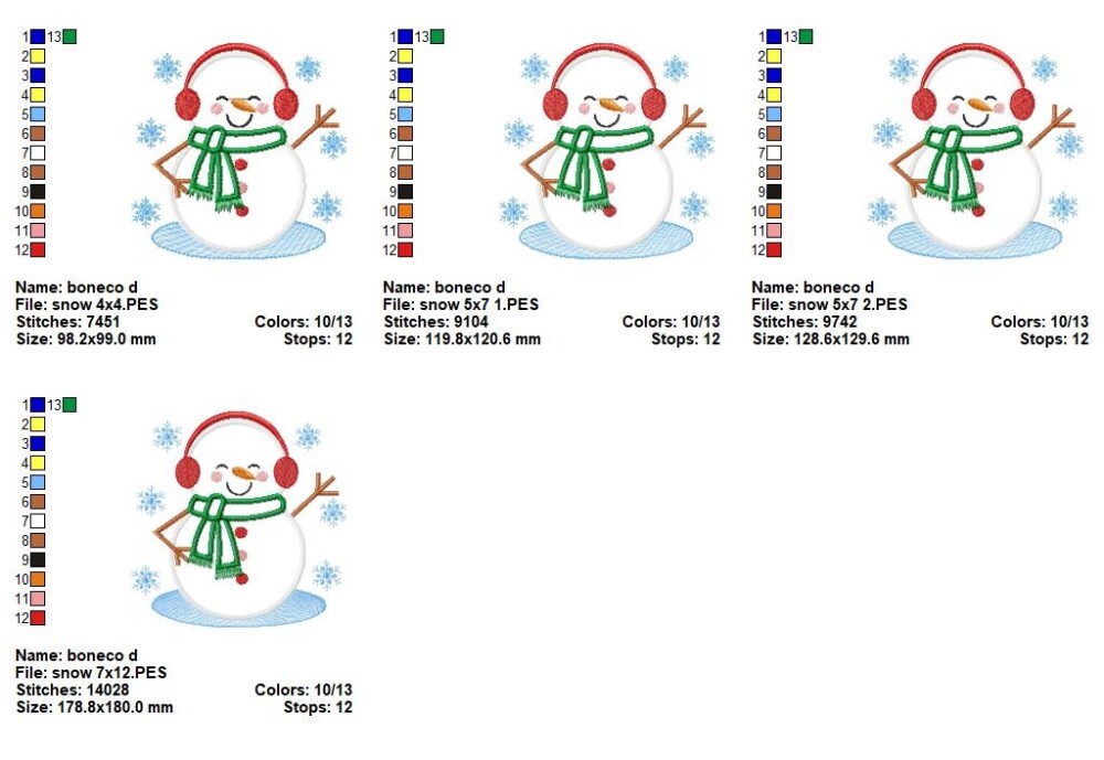 Matriz de Bordado Boneco de Neve Fofo Aplique