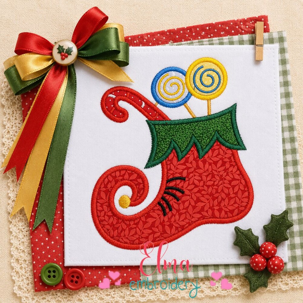 Matriz de Bordado Bota de Elfo Natalina Aplique