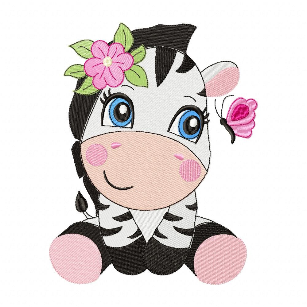 Matriz de Bordado Coleção Zebra Florzinha Ponto Cheio e Aplique