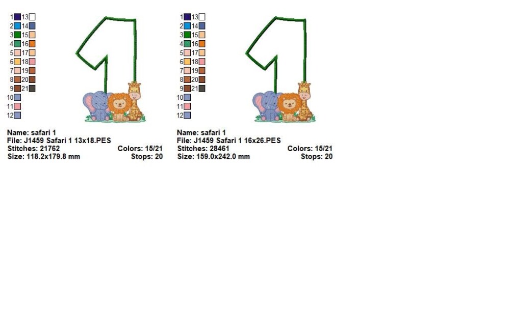 Matriz de Bordado Número 1 Safari Aplique