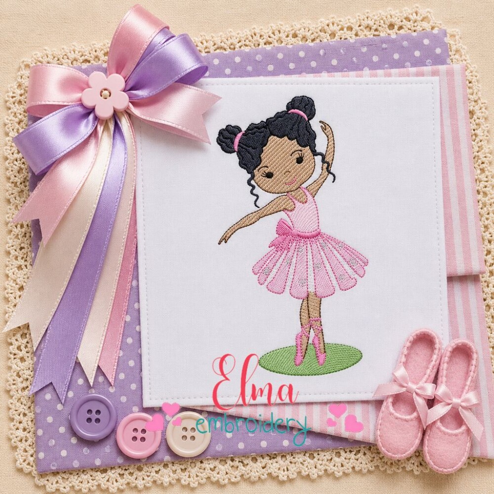 Matriz de Bordado Bailarina Infantil Ponto Sketch