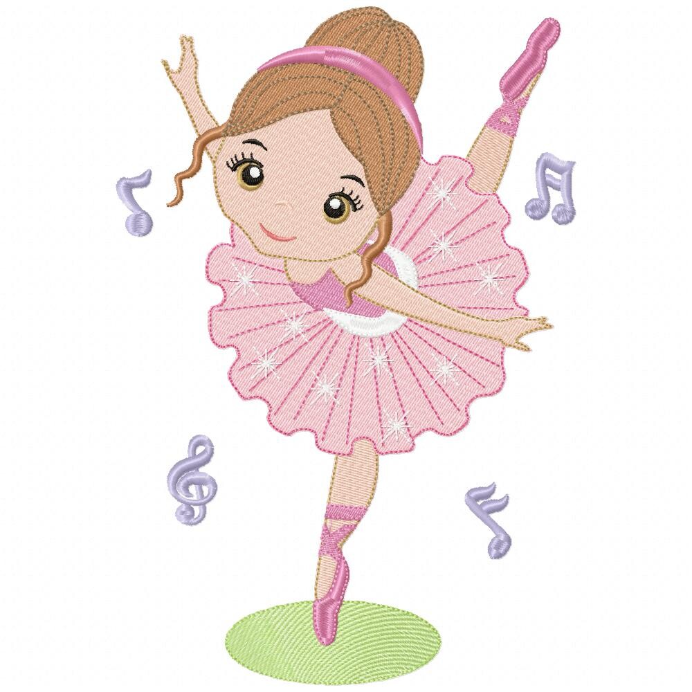 Matriz de Bordado Bailarina Dançando Música Ponto Cheio